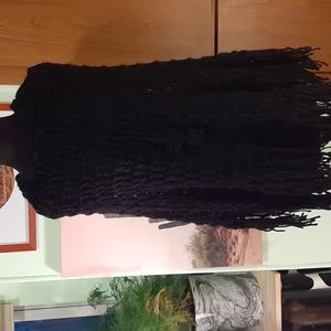 Open Knit Fringe Poncho